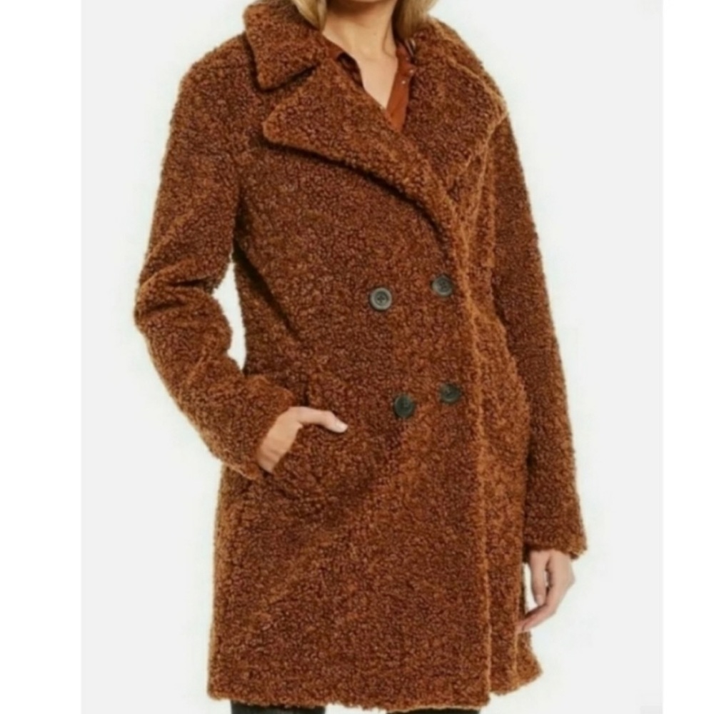 Gianni Bini Teddy Coat XS Cognac/Camel